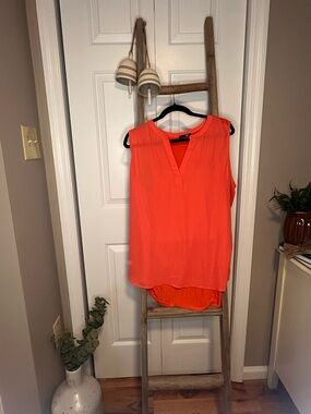 Papermoon Sleeveless V-Neck Blouse - Coral Orange